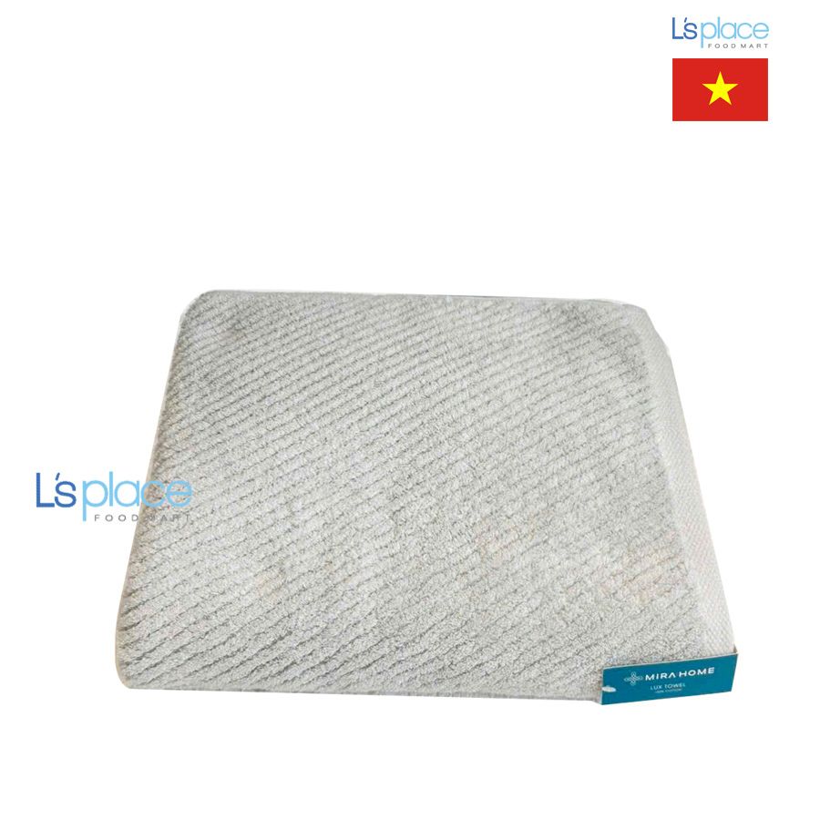 Mira Home Khăn tắm màu ghi sóng trắng