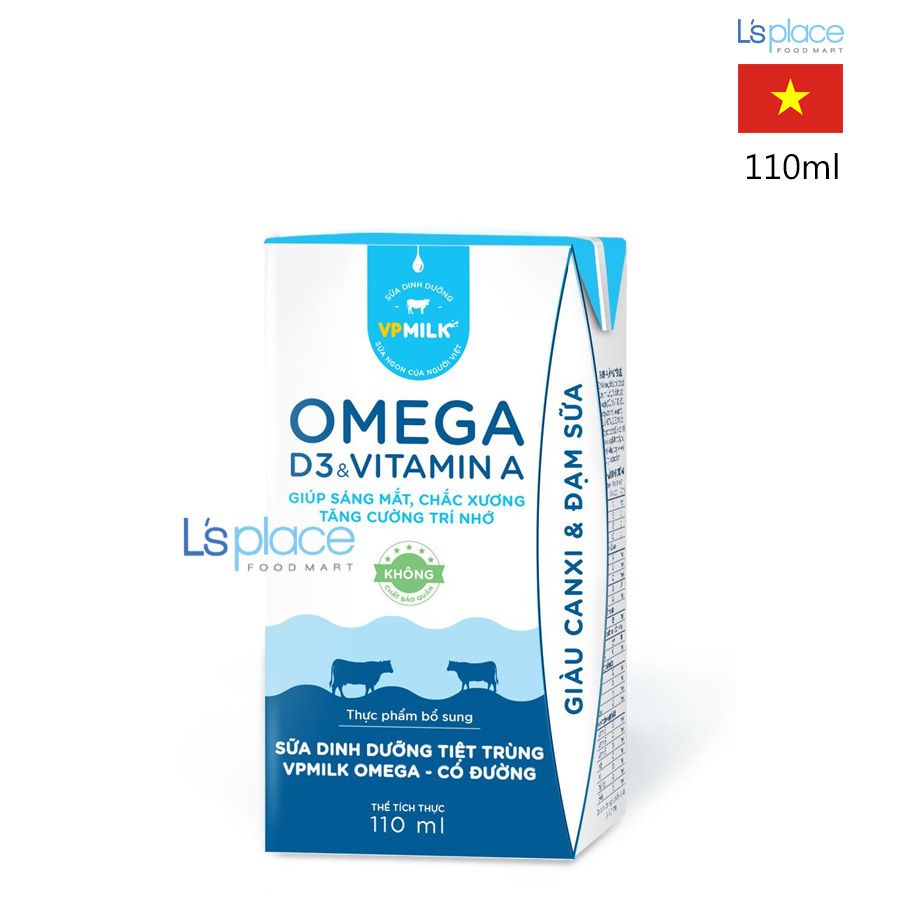 VPMilk Omega Sữa dinh dưỡng tiệt trùng có đường hộp mini