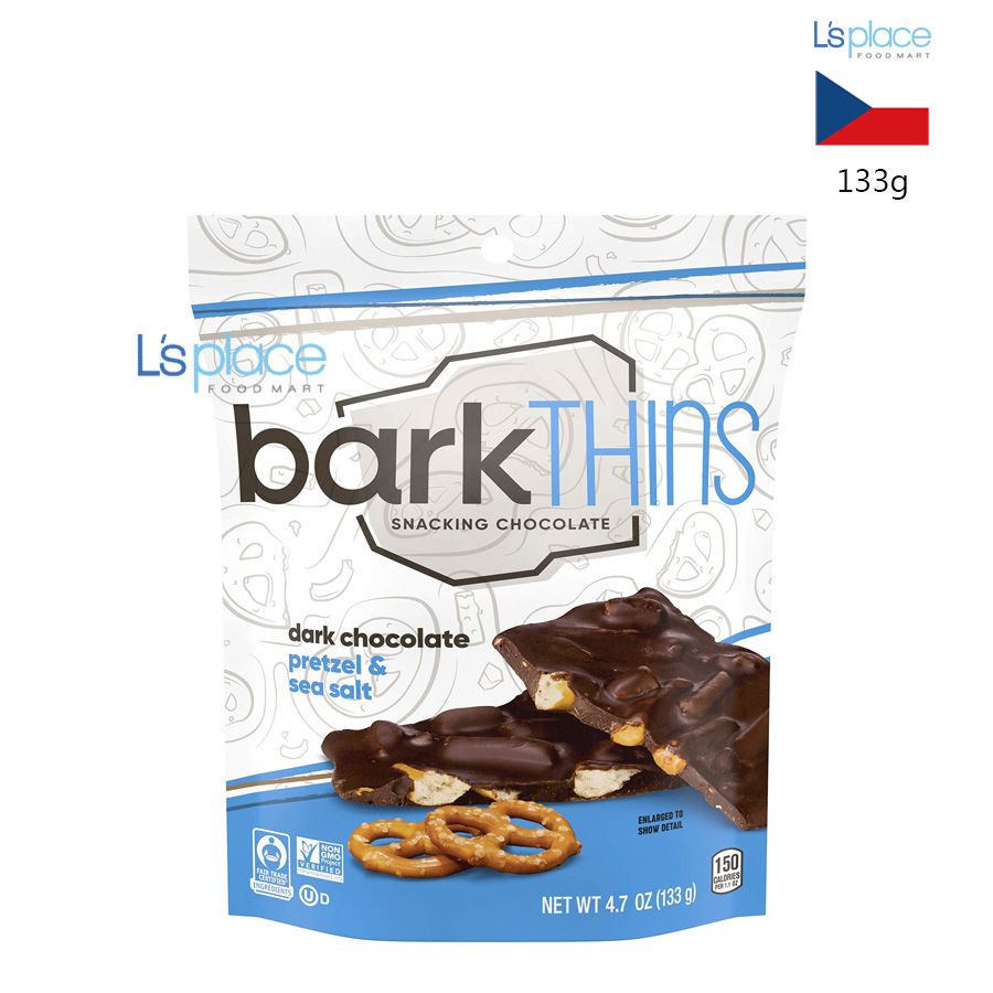 BarkThins Bánh pretzel phủ socola đen & muối biển