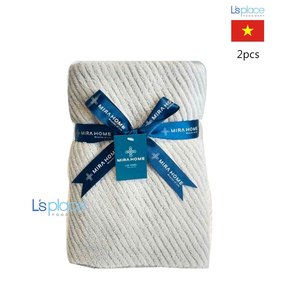 Mira Home Set khăn quấn đầu màu ghi sóng chéo