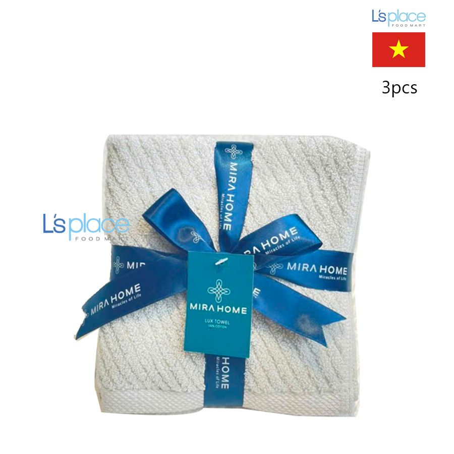 Mira Home Set khăn mặt màu ghi sóng chéo