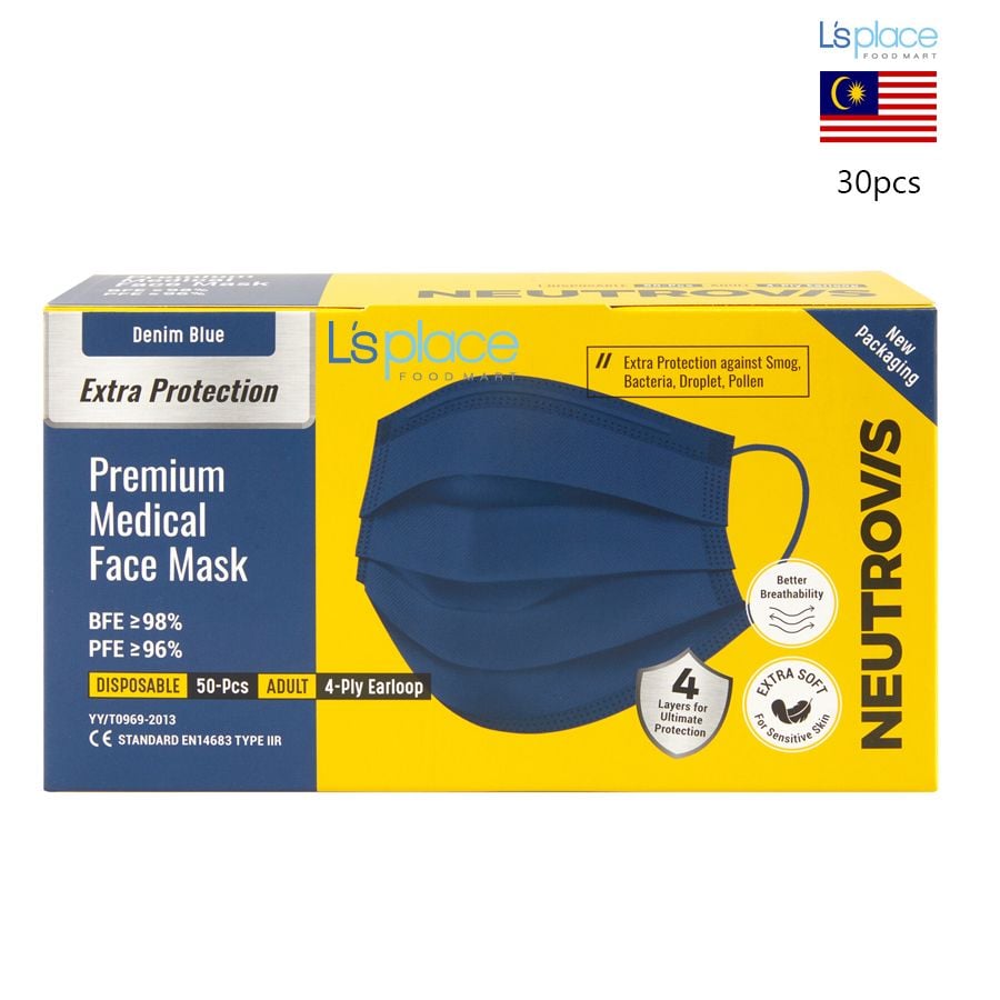 Neutrovis Khẩu trang người lớn màu xanh denim