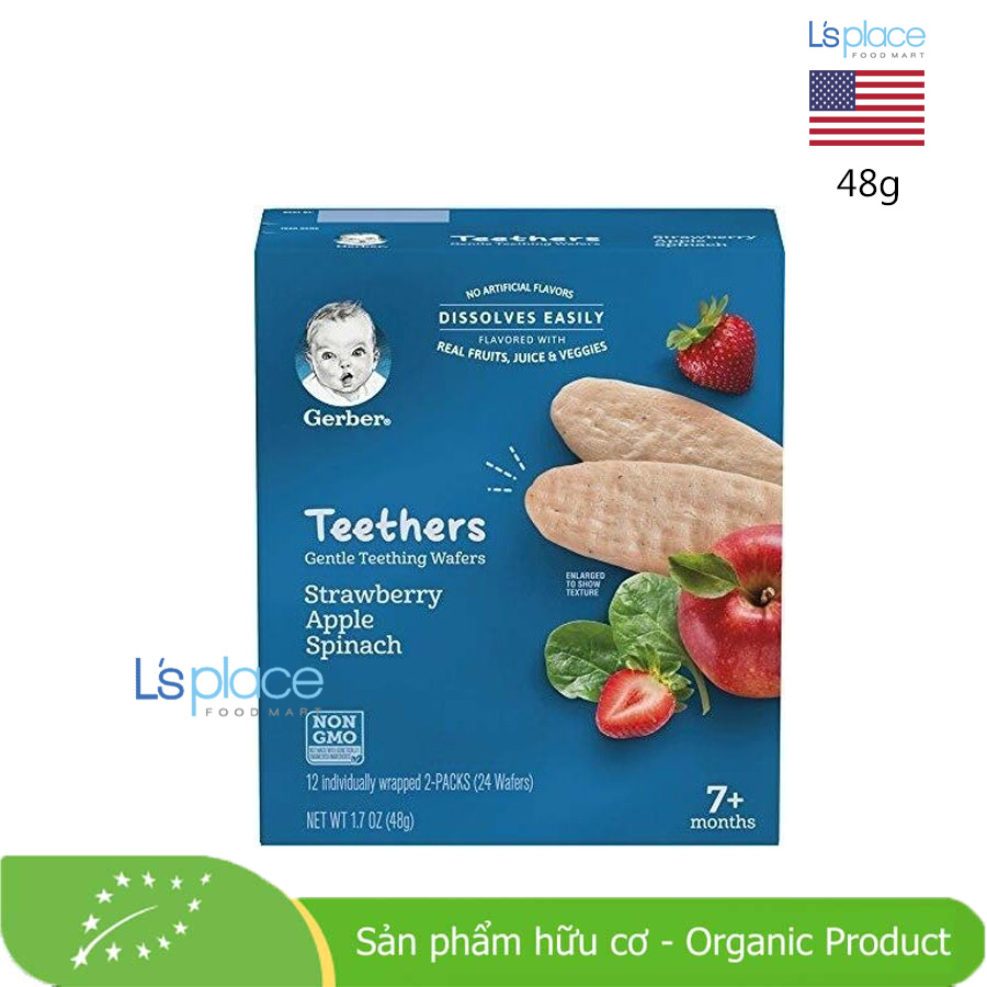 Gerber bánh ăn dặm hữu cơ dâu, táo và cải bó xôi