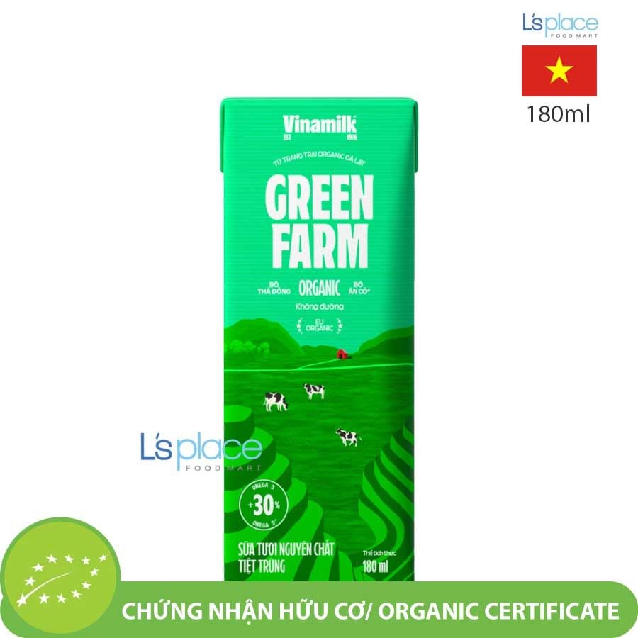 Vinamilk Sữa tươi tiệt trùng Green Farm Organic hộp nhỏ