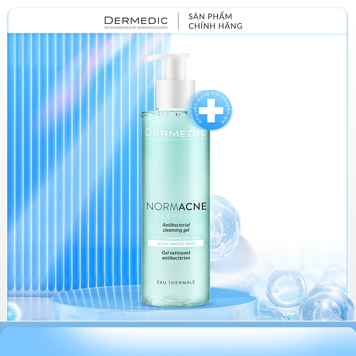 NORMACNE Antibacterial Cleansing Gel - Gel rửa mặt kháng khuẩn da dầu, mụn
