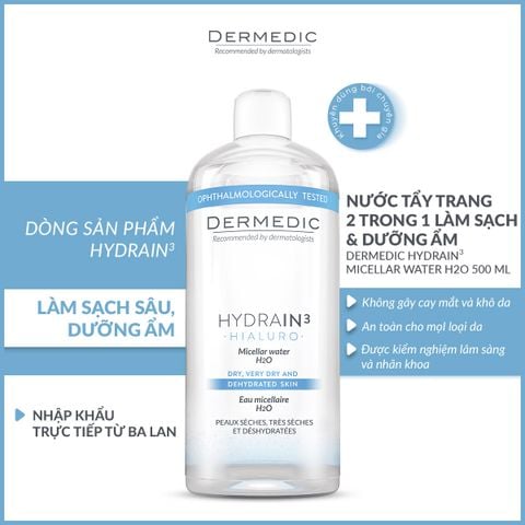  HYDRAIN Micellar Water H2O 500ml - Nước tẩy trang dành cho da khô và da mất nước 