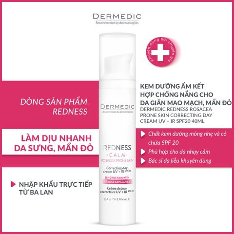  REDNESS Rosacea Prone Skin Correcting Day Cream UV + IR SPF20 - Kem ban ngày kèm SPF 20, giảm đỏ, giảm mao mạch 
