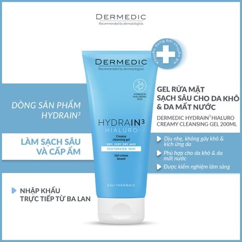  HYDRAIN3 HIALURO Creamy cleansing gel - Kem rửa mặt làm sạch sâu, ẩm mượt cho da 200ml 