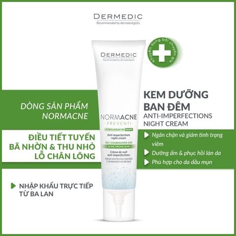  NORMACNE Anti-Imperfections Night Cream - Kem dưỡng ban đêm đa tác động dành cho da dầu, mụn 