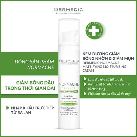  NORMACNE Mattifying Moisturising Cream - Kem dưỡng ban ngày ngăn bóng nhờn, điều trị mụn 