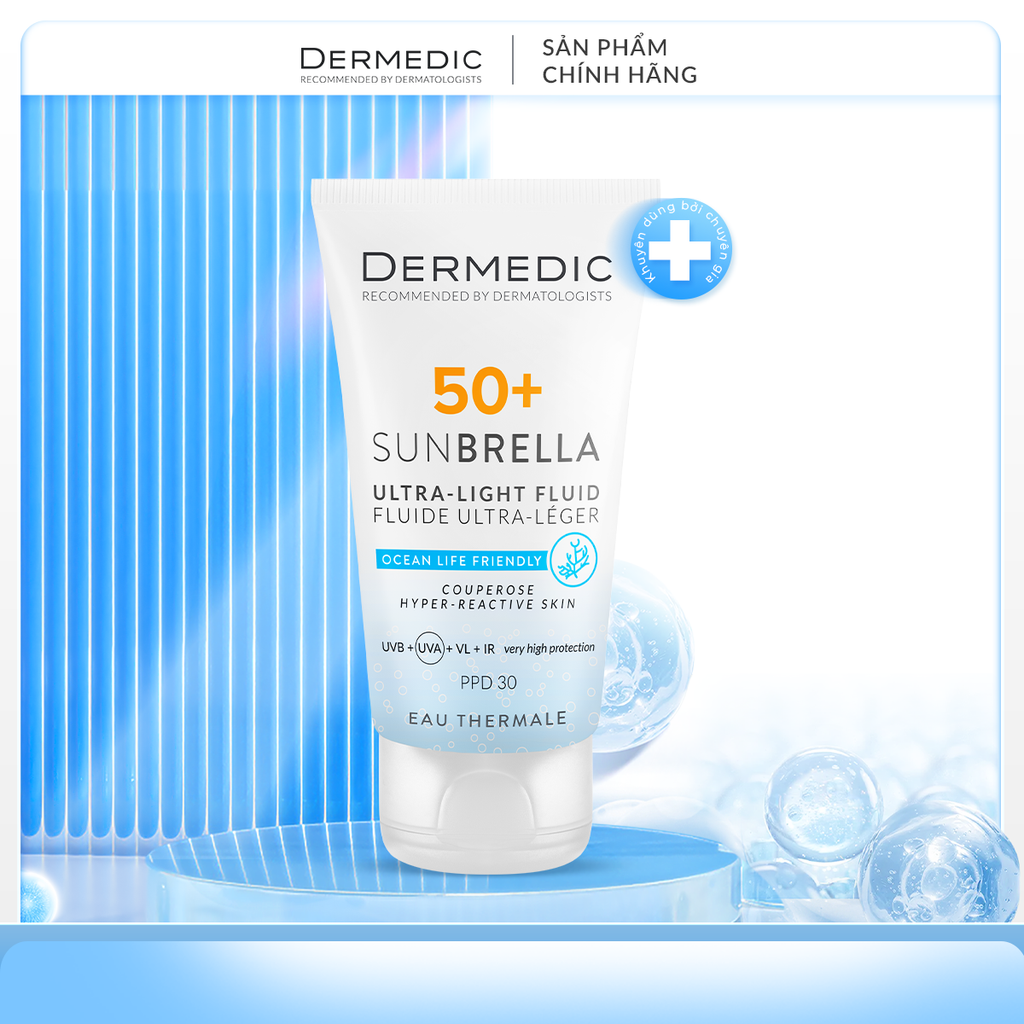  SUNBRELLA Ultra-light SPF 50+ fluid couperose and hyper-reactive skin  - Kem chống nắng dành cho da nhạy cảm, mẩn đỏ 