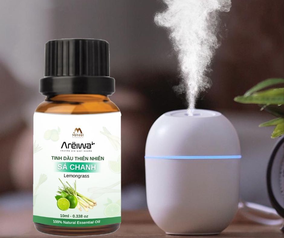  [HMK] Bộ Máy xông tinh dầu khếch tán hơi sương x không ướt + Lọ tinh dầu thiên nhiên 10 ml (mùi ngẫu nhiên) 