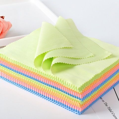  [HMK] Bộ 10 cái Khăn vi sợi lau mắt kính, điện thoại, máy tính bảng, màn hình máy vi tính, bề mặt màn hình điện tử - Khăn lớn 13x13cm 