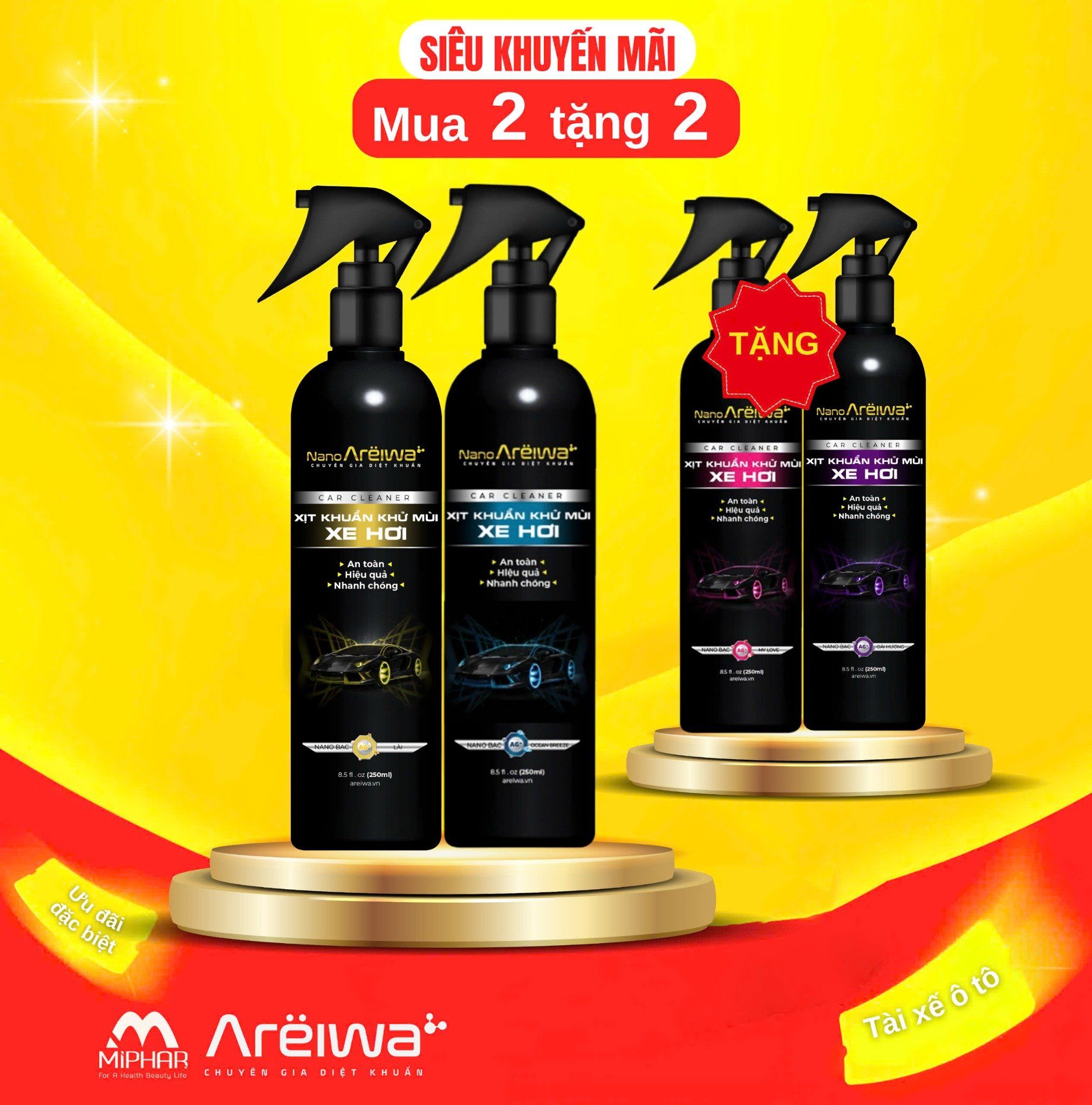  [Mua 2 tặng 2] Chai xịt khuẩn khử mùi xe hơi Nano Areiwa x Miễn phí giao hàng 
