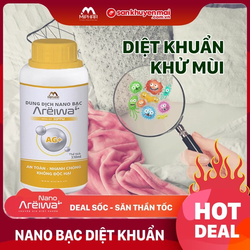  Nhà sạch khuẩn - Chai nano bạc xịt khuẩn, khử mùi hôi nệm, sofa, rèm cửa, không gian 300ml - An toàn, không hoá chất 