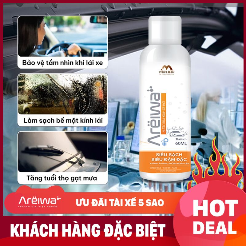  [Ưu đãi] Mua từ 2 chai Nước Rửa Kính Xe Hơi Siêu Đậm Đặc Areiwa - Tặng Khăn Lau Xe Chuyên Dụng x Miễn phí giao hàng toàn quốc 
