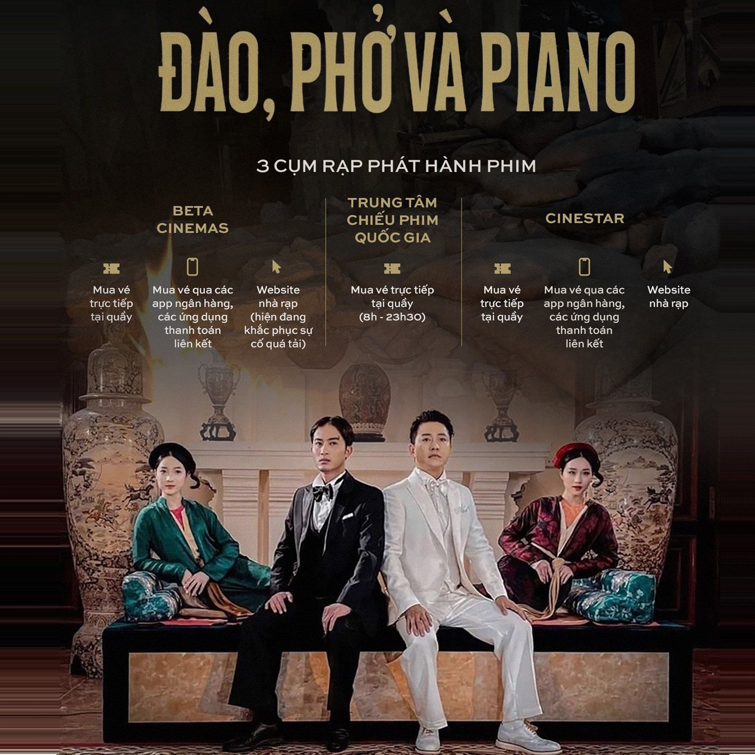  [Voucher] Vé xem phim Đào, Phở và Piano áp dụng cho các Rạp Beta Cinema, Rạp Quốc Gia, Cinestar 