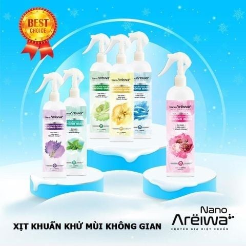  [HMK] Combo 2 Chai Xịt khuẩn Khử mùi Không Gian Nano Ariewa 250ml | Khử Mùi Nhanh - Tinh Dầu Tự Nhiên - Đuổi muỗi và côn trùng - An toàn cho trẻ nhỏ | Mùi ngẫu nhiên 