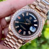  Rolex Daydate Rose Gold 118235 v40 - Lên Kim Moissanite 