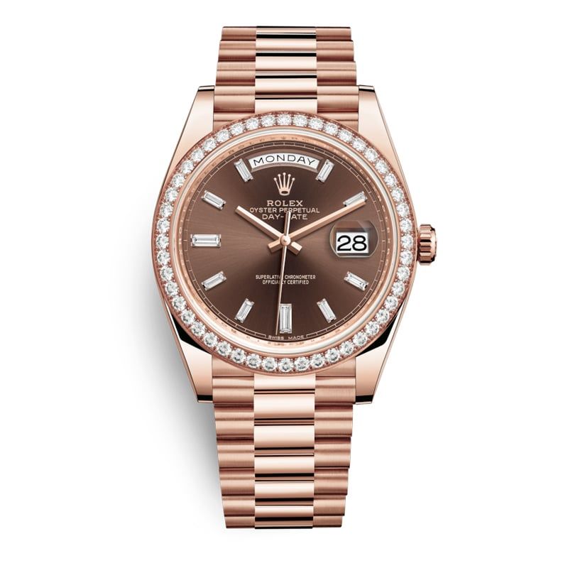  Đồng hồ Rolex - REPLICA 1:1 Day-Date 40mm 228345RBR Chocolate Set with Diamond Rose Gold 