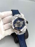  HUBLOT Sang Bleu II King Gold Pave Chronograph Automatic Diamond Black Dial Watch 418.OX.1108.RX.1604.MXM20 418.OX.1108.RX.1604.MXM 