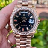  Rolex Daydate Rose Gold 118235 v40 - Lên Kim Moissanite 