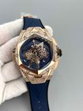  HUBLOT Sang Bleu II King Gold Pave Chronograph Automatic Diamond Black Dial Watch 418.OX.1108.RX.1604.MXM20 418.OX.1108.RX.1604.MXM 