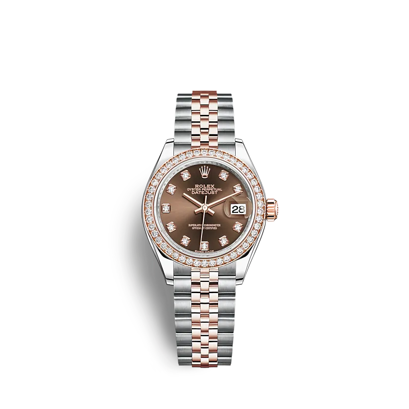  Đồng Hồ Rolex Lady - REPLICA 1:1 | Datejust 279381RBR 28mm Mặt Số Chocolate Cọc Số Nạm Kim Cương 