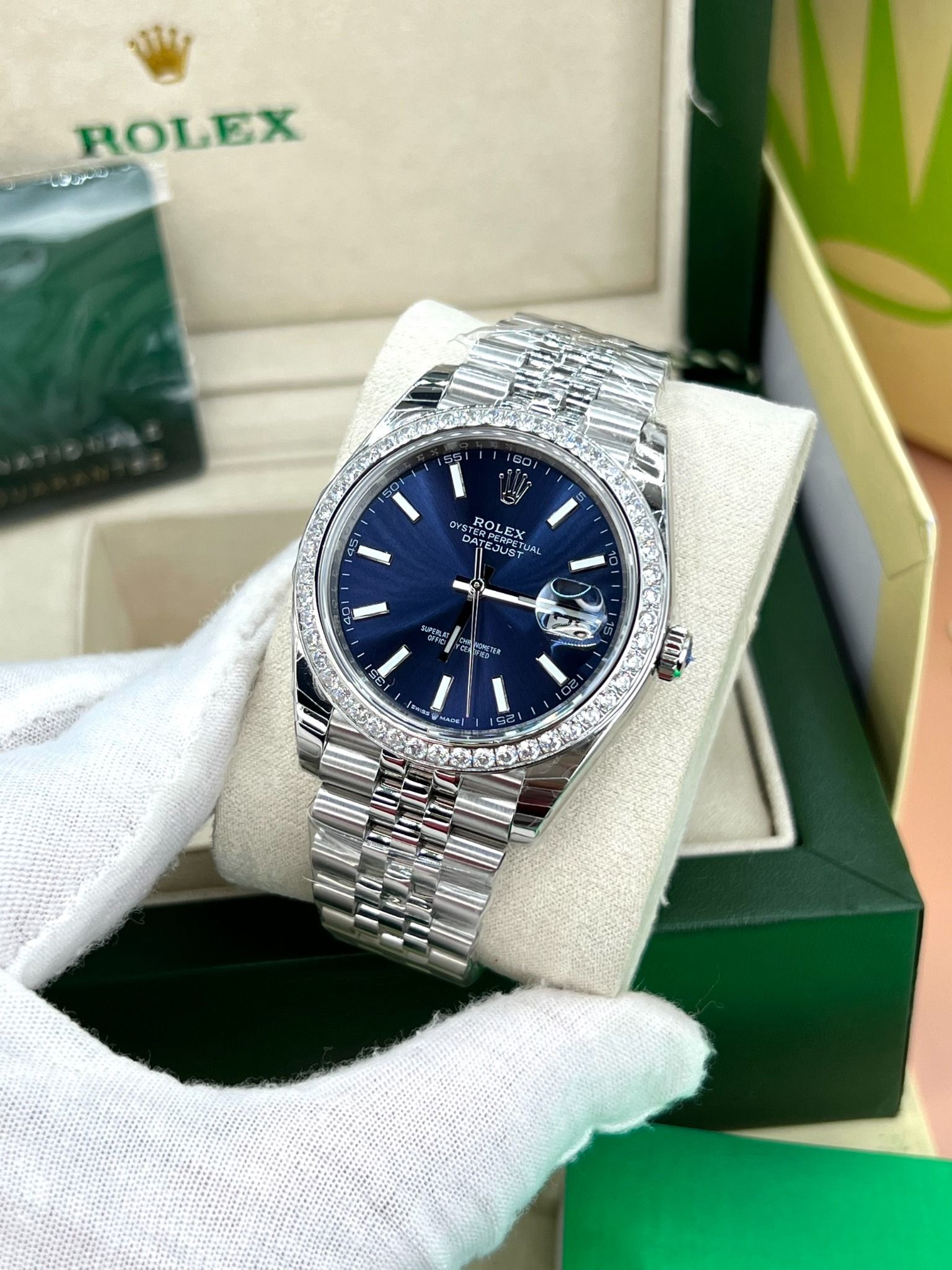 ROLEX DATEJUST EW factory BLUE 37 Watch Luxury Th Gi i ng H