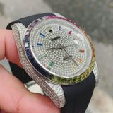  Đồng hồ Rolex Full Diamond 7 Sắc Replica 1:1 Thụy Sỹ 41mm 