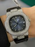  PATEK PHILIPPE NAUTILUS 5711 Blue PPF Lên Full Moissanite - Lên Dây cá sấu cực đẹp Full Kiểm Định 