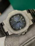  PATEK PHILIPPE NAUTILUS 5711 Blue PPF Lên Full Moissanite - Lên Dây cá sấu cực đẹp Full Kiểm Định 