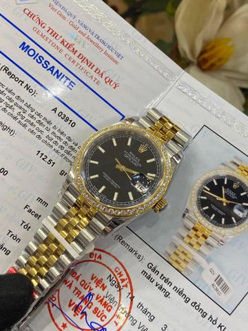  Đồng Hồ Rolex Datejust 31 Chocolate Độ Niềng Moissanite TAJ W100 