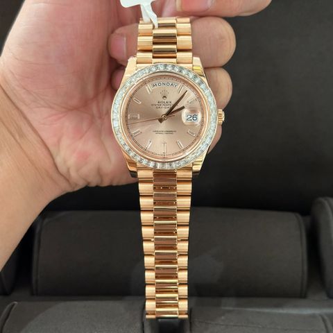  Rolex Day Date - Automatic Cal. 3255 Gold bọc vàng -  kim cương baguet moissanite full kiểm định DoJi 