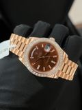 Rolex Day Date - Automatic Cal. 3255 bọc vàng víp -  kim cương baguet moissanite full kiểm định DoJi 