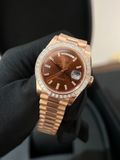  Rolex Day Date - Automatic Cal. 3255 bọc vàng víp -  kim cương baguet moissanite full kiểm định DoJi 