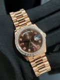  Rolex Day Date - Automatic Cal. 3255 bọc vàng -  kim cương baguet moissanite full kiểm định DoJi 