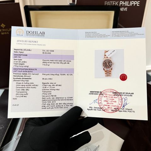  Rolex Day Date - Automatic Cal. 3255 bọc vàng -  kim cương baguet moissanite full kiểm định DoJi 