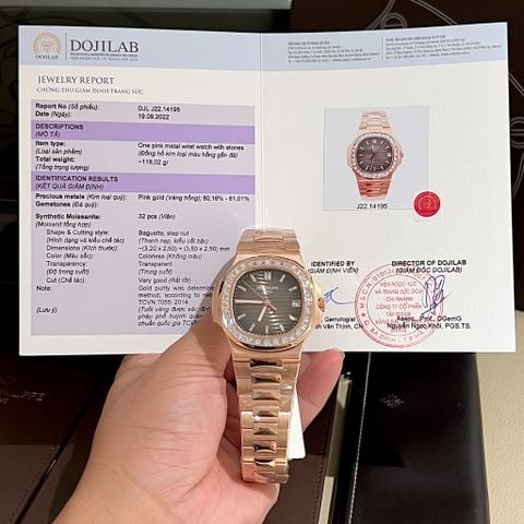  PATEK PHILIPPE NAUTILUS 5723 GOLD Bọc Vàng 18K Niềng Kim Cương Moissanite baguet 