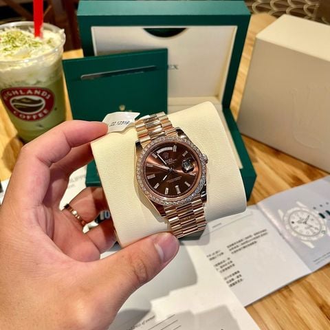  Đồng hồ Rolex Day-Date 40mm 228345RBR Chocolate Diamond Rose Gold 