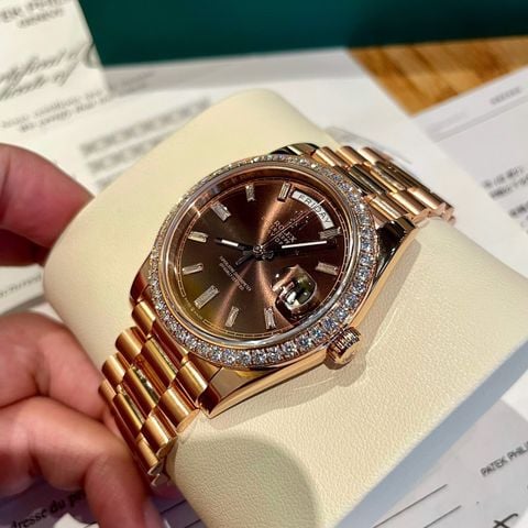  Đồng hồ Rolex Day-Date 40mm 228345RBR Chocolate Diamond Rose Gold 