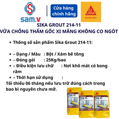 SIKA GROUT 214 -11 Vữa Rót Gốc Xi Măng Không Co Ngót