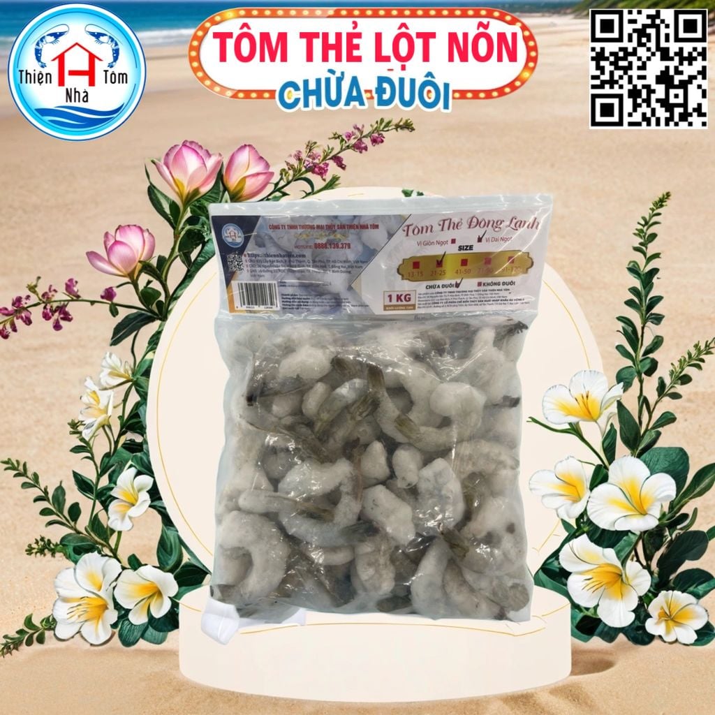  Tôm Thẻ Lột Nõn Chừa Đuôi (Dai-Ngọt) Túi 1kg 
