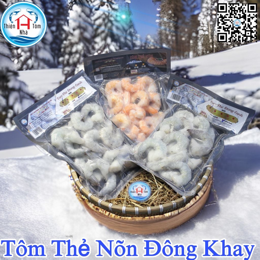  Tôm Thẻ Lột Nõn Chừa Đuôi (Vị Giòn - Ngọt)  Khay 500g 