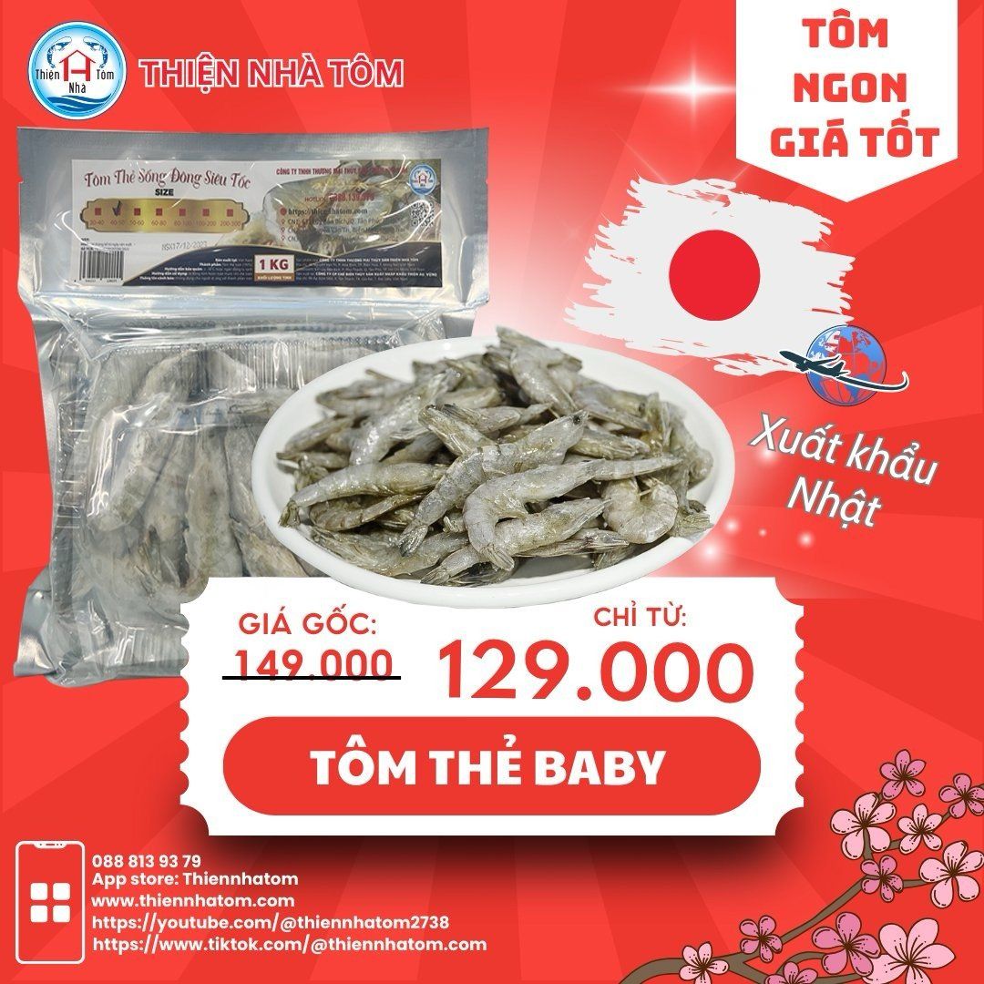  Tôm Thẻ Baby Đông Siêu Tốc túi 1kg 