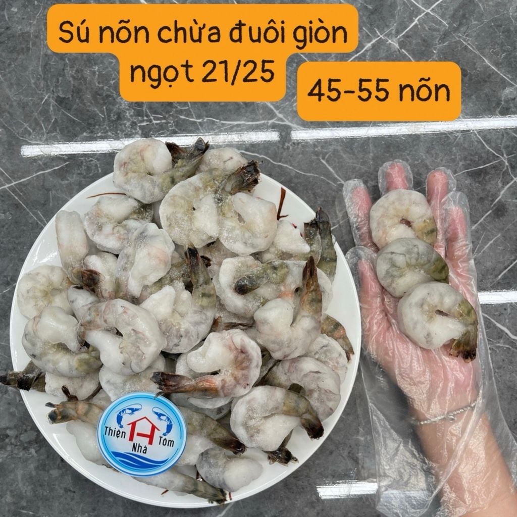  Tôm Sú Lột Nõn Chừa Đuôi (Vị Giòn - Ngọt) Túi 1kg 