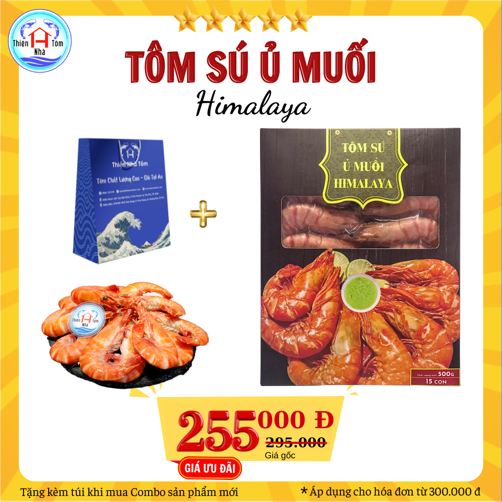  Tôm Sú Ủ Muối Himalaya hộp 500G 