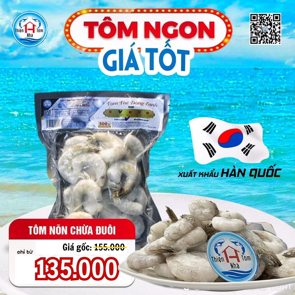  Tôm Thẻ Lột Nõn Chừa Đuôi (Vị Giòn - Ngọt)  Khay 500g 