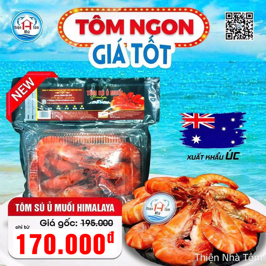  Tôm Sú Biển Ủ Muối Himalaya Hộp 500g 