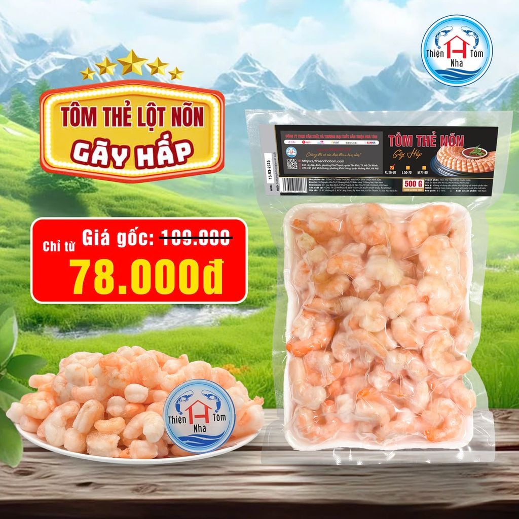  Tôm Thẻ Nõn Gãy Hấp (Vị Giòn - Ngọt)  - Túi 1kg 